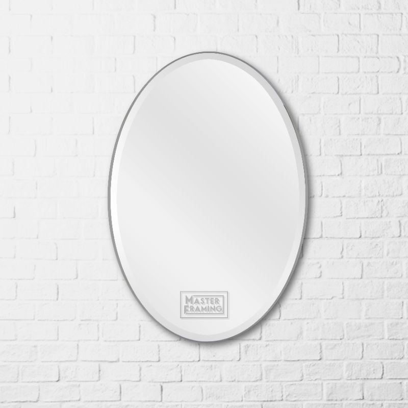 oval silver edged bevelled mirror - elipse